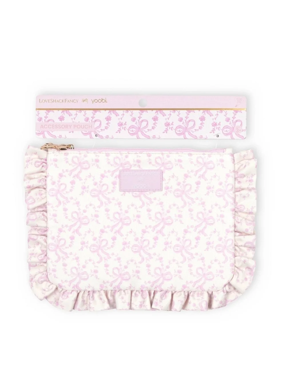 NWT LoveShackFancy x Yoobi Target Chantilly Pink Coquette Bow Ruffle Pouch